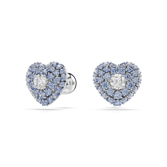 Orecchini donna Swarovski Hyperbola rodiati a cuore con cristalli blu e bianchi