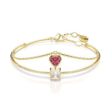 Bracciale donna Swarovski Chroma placcato oro semirigido con cristallo rosso a cuore