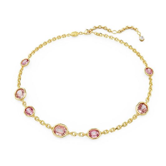 Collana donna Swarovski Imber placcata oro con cristalli rosa ottagonali