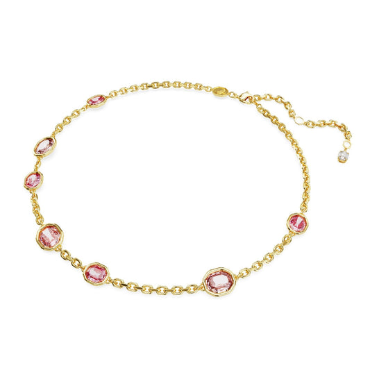 Collana donna Swarovski Imber placcata oro con cristalli rosa ottagonali