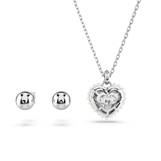 Set collana e orecchini donna Swarovski Hyperbola rodiato con cuore di cristalli 5684383-2