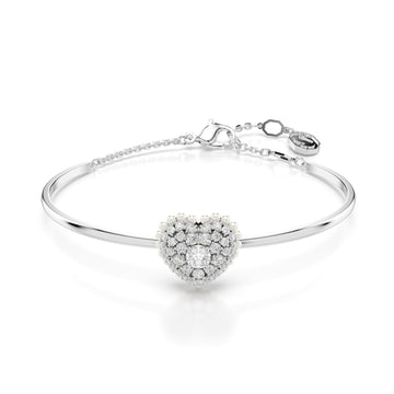 Bracciale donna Swarovski Hyperbola rodiato a cuore con cristalli e perle