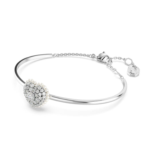 Bracciale donna Swarovski Hyperbola rodiato a cuore con cristalli e perle