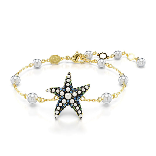 Bracciale donna Swarovski Idyllia placcato oro stella marina cristalli e perle