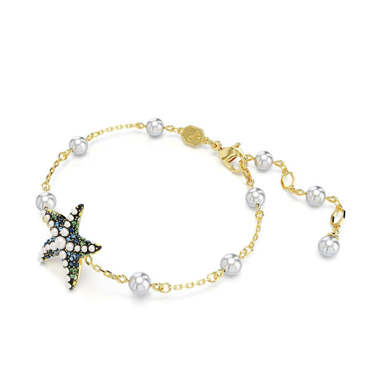 Bracciale donna Swarovski Idyllia placcato oro stella marina cristalli e perle