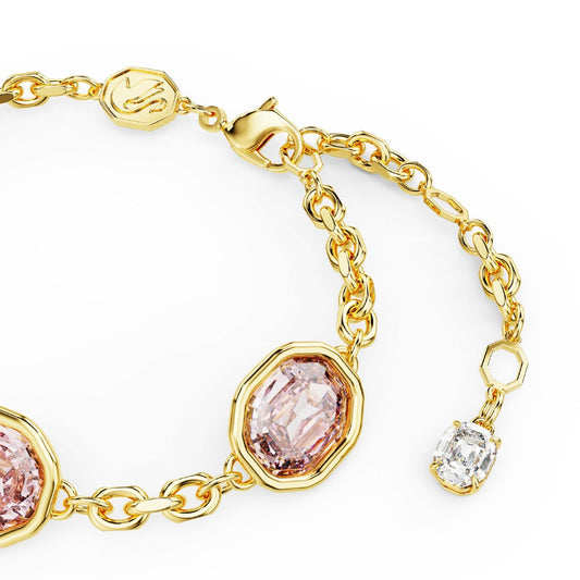 Bracciale donna Swarovski Imber placcato oro con cristalli rosa ottagonali