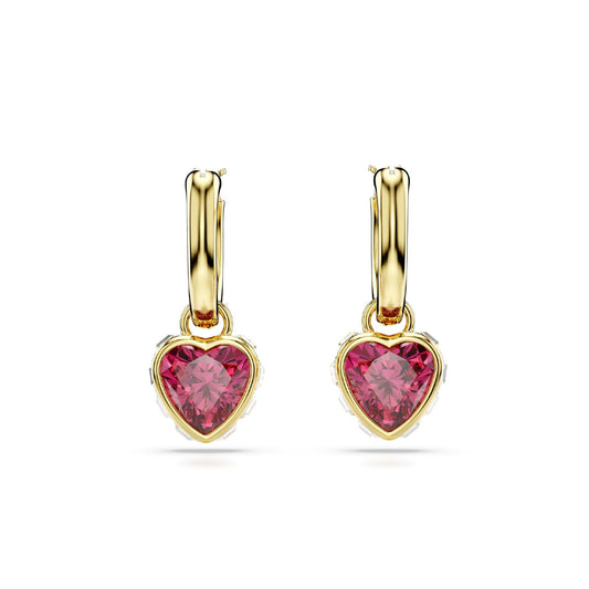 Orecchini donna Swarovski Chroma placcati oro con cristalli bianchi e rosso a cuore