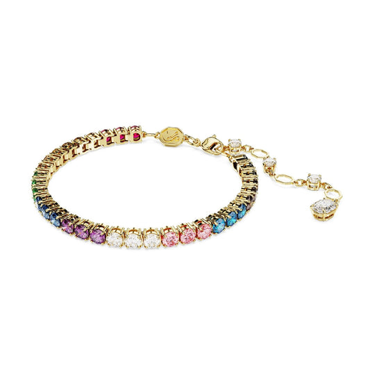 Bracciale tennis donna Swarovski Matrix placcato oro cristalli multicolor