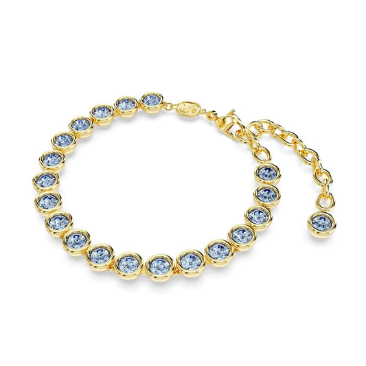 Bracciale tennis donna Swarovski Imber placcato oro cristalli azzurri