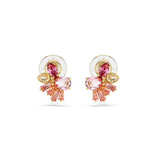 Orecchini lobo donna Swarovski Gema placcati oro cristalli rosa