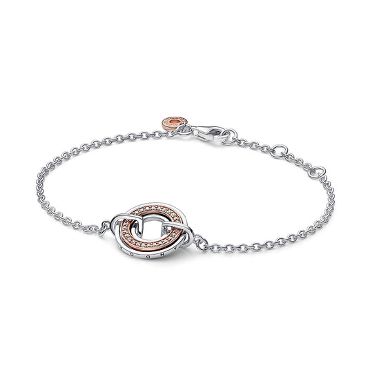 Bracciale Cerchio Bicolore con Logo e Pavè 582741C01-1