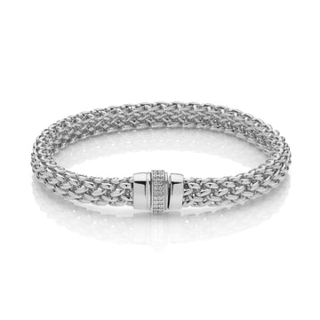 Bracciale rigido donna Unoaerre Chicco in argento maglia chicco e cristalli