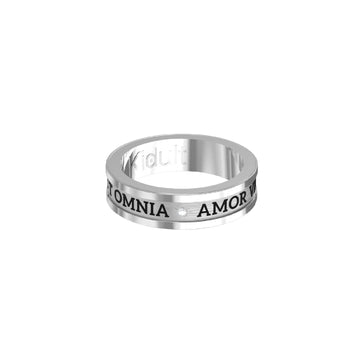 Anello da donna Kidult Love in acciaio con cristalli e scritta "Amor vincit omnia"