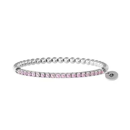 Bracciale elastico tennis donna Kidult Energy Stone in acciaio zirconi rosa 3mm