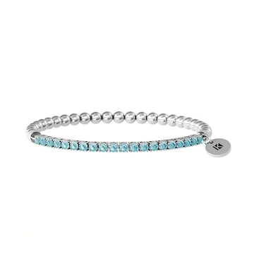 Bracciale elastico tennis donna Kidult Energy Stone in acciaio zirconi azzurri 3mm