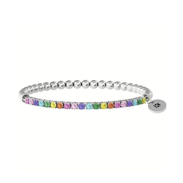 Bracciale elastico tennis donna Kidult Energy Stone in acciaio zirconi multicolor 3mm