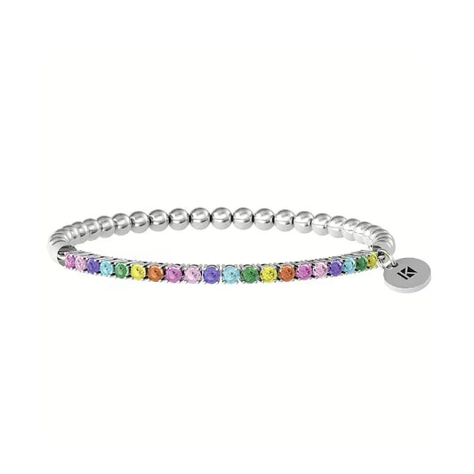 Bracciale elastico tennis donna Kidult Energy Stone in acciaio zirconi multicolor 3mm