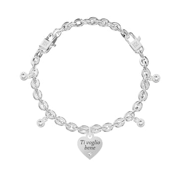 Bracciale donna Kidult Love acciaio cristalli e cuore "Ti voglio bene"