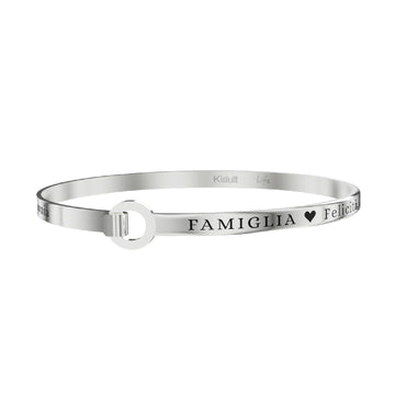 Bracciale rigido donna Kidult Family acciaio con cuore e scritta "Famiglia...Armonia"