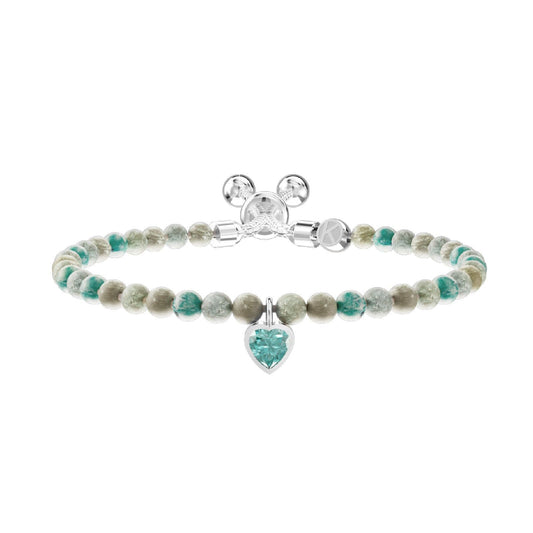 Bracciale donna Kidult Energy Stone acciaio con diaspro e cristallo azzurro a cuore