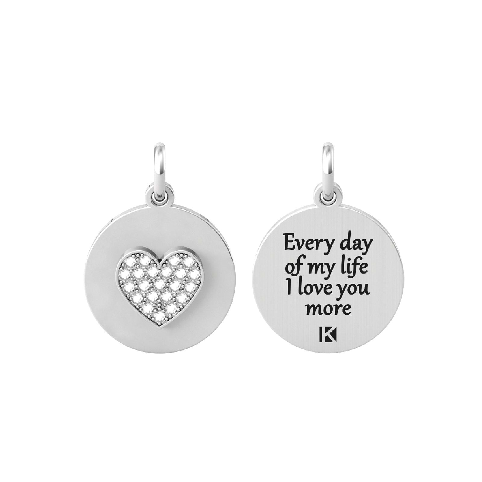 Charm Kidult By You donna acciaio con cuore con cristalli e frase 741006-1