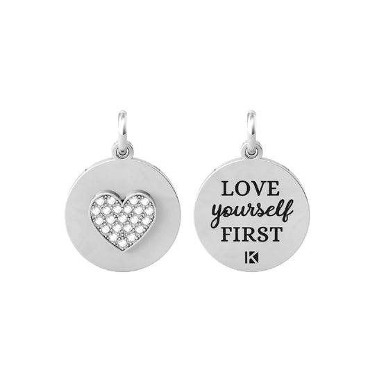 Charm Kidult By You donna acciaio cuore con cristalli e frase ama te stesso