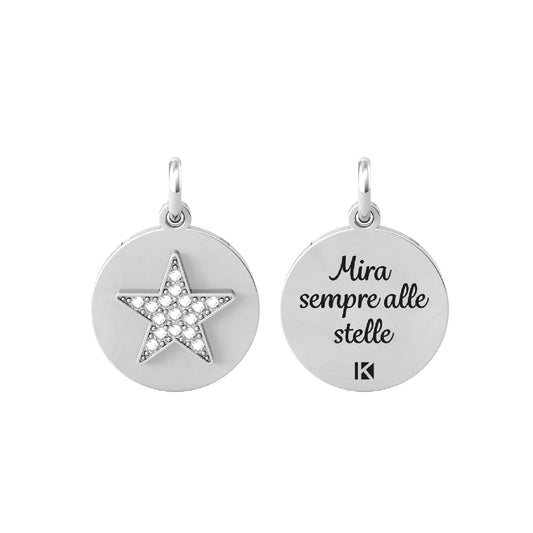 Charm Kidult By You donna acciaio stella con cristalli e frase motivazionale