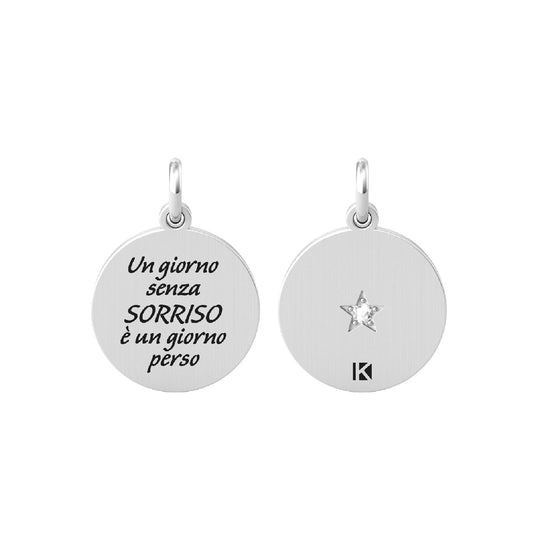 Charm Kidult By You donna acciaio stella con cristallo e frase di felicità