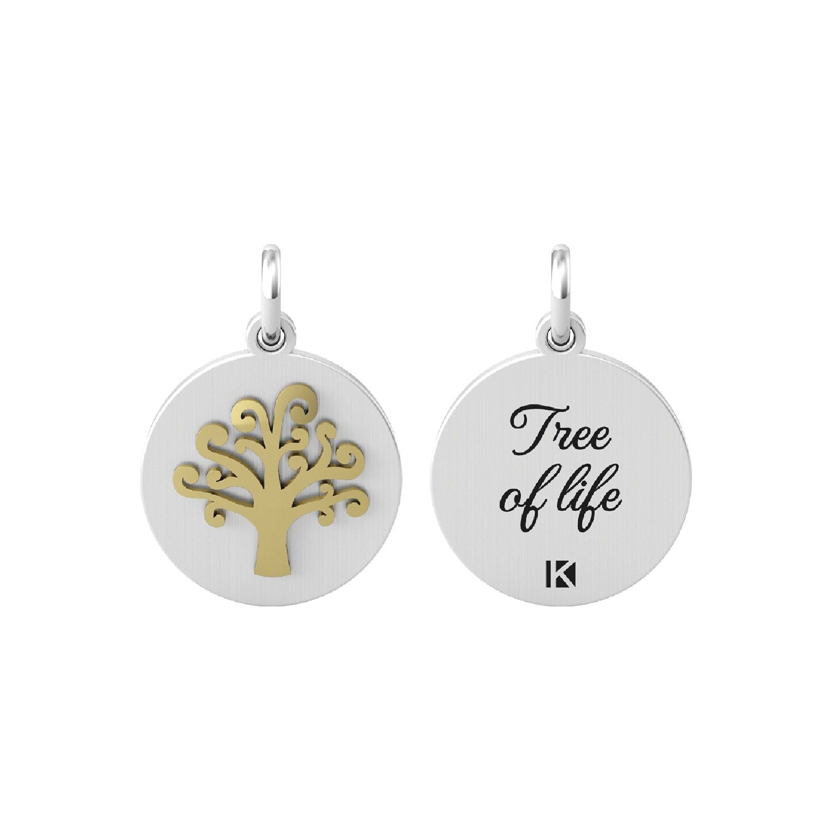 Charm Kidult By You donna acciaio albero pvd giallo e frase sul retro