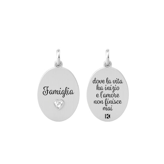 Charm Kidult By You donna acciaio per la famiglia con cuore con cristallo