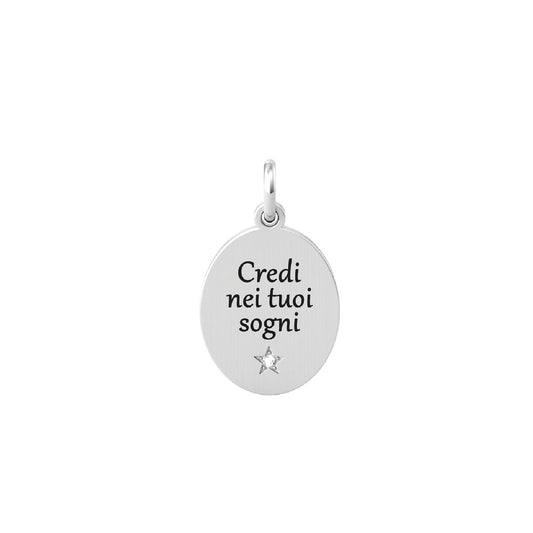 Charm Kidult By You donna acciaio stella con cristallo e frase sui sogni