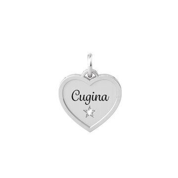 Charm Kidult By You donna acciaio a cuore per cugina con stella con cristallo