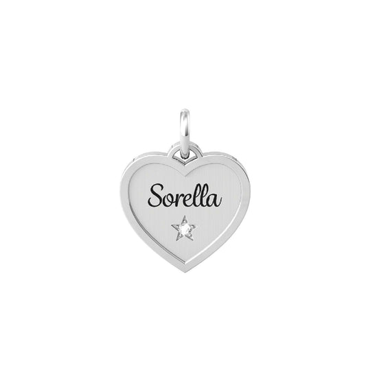 Charm Kidult By You donna acciaio a cuore per una sorella con stella