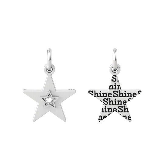 Charm Kidult By You donna acciaio a stella con scritta "Shine" sul retro