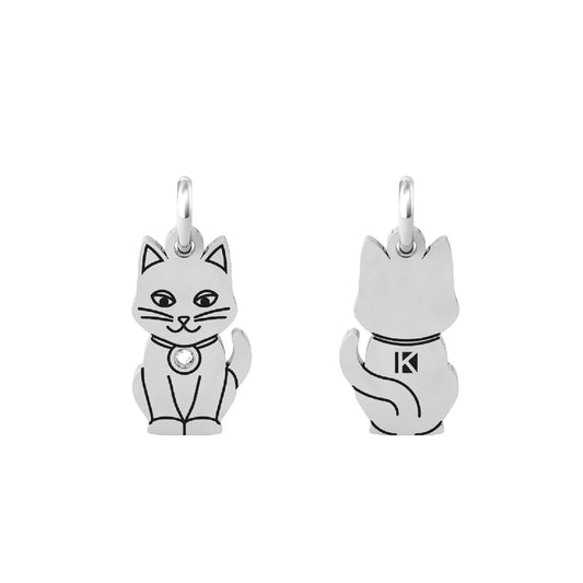 Charm Kidult By You donna acciaio a forma di gatto con cristallo