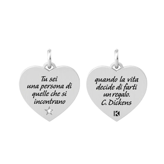 Charm Kidult By You donna acciaio a cuore con citazione C. Dickens