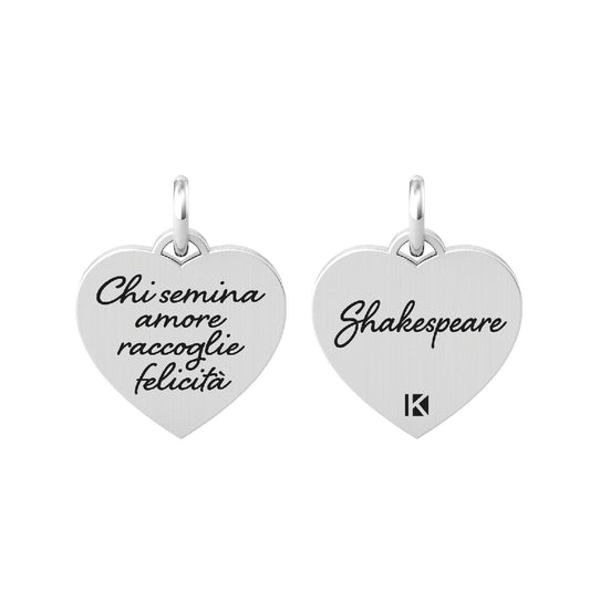 Charm Kidult By You donna acciaio a cuore con citazione di Shakespeare