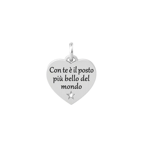 Charm Kidult By You donna acciaio a cuore con stella e frase d'amore