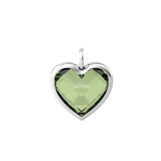 Charm Kidult By You donna acciaio a cuore con glass verde