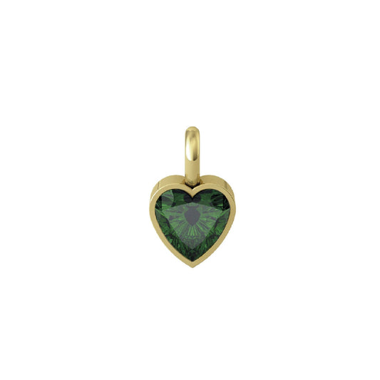 Charm Kidult By You donna acciaio dorato a cuore con zircone verde