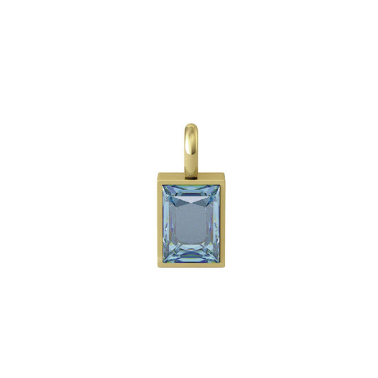 Charm Kidult By You donna acciaio dorato con zircone azzurro rettangolare