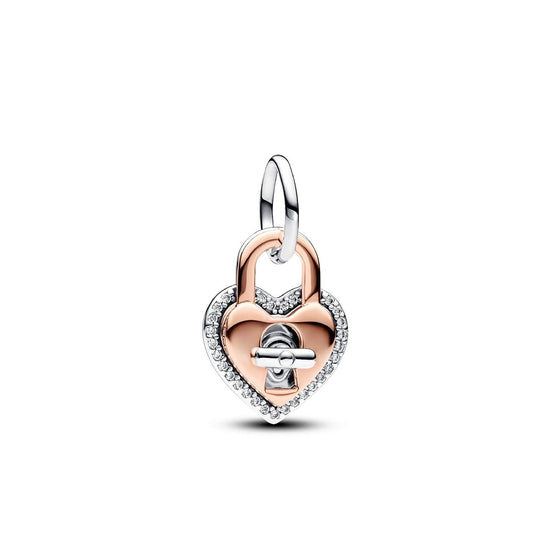 Charm Pendente Lucchetto "True Love" argento e oro rosa 783079C01-1