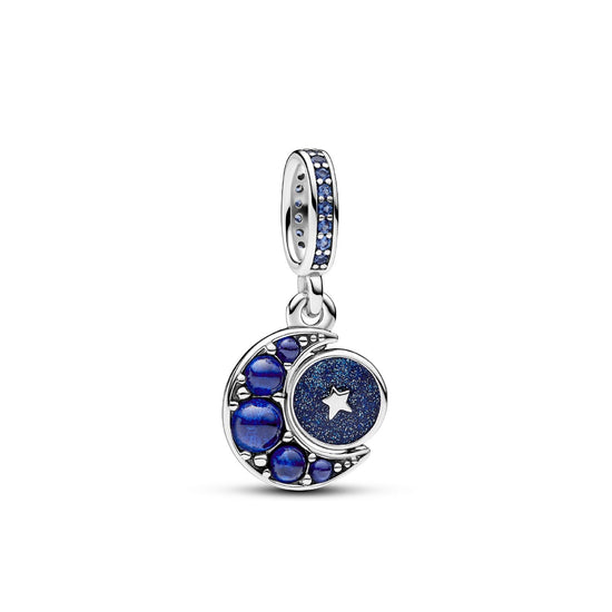 Charm Pendente Luna Girevole color argento e blu 792979C01-1