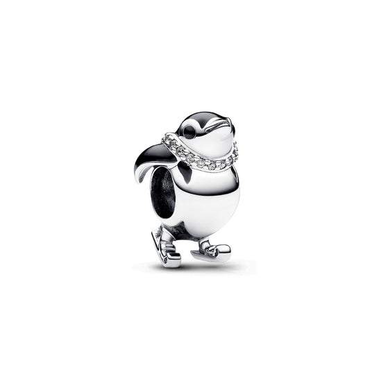 Charm Pinguino con gli Sci argento e nero 792988C01-1