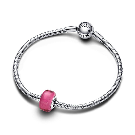 Charm Mini Vetro di Murano Rosa e argento 793107C00-3