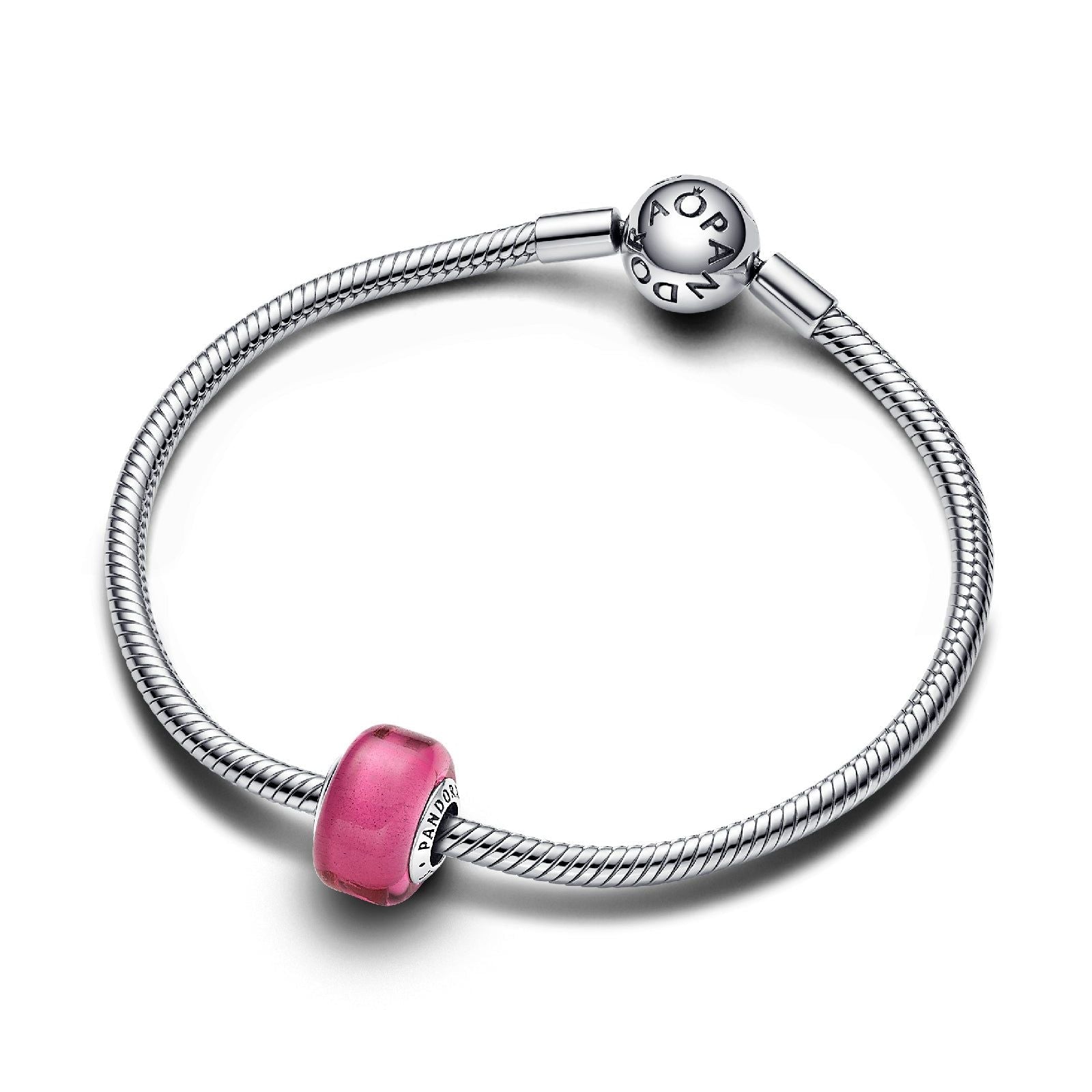 Charm Mini Vetro di Murano Rosa e argento 793107C00-3