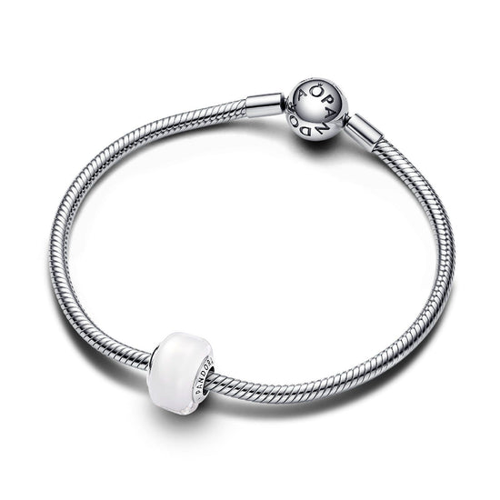 Charm Mini Vetro di Murano Bianco e argento 793118C00-3