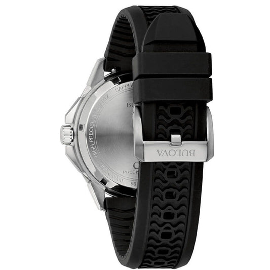 Orologio uomo Bulova Marine Star in acciaio e silicone quadrante nero 43 mm