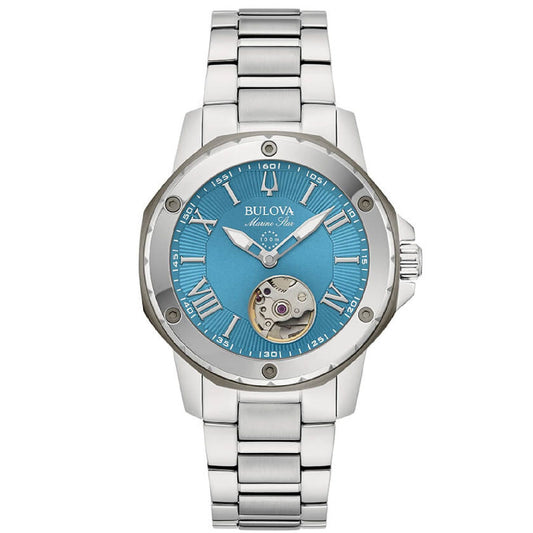 Orologio meccanico donna Bulova Marine Star in acciaio quadrante azzurro 35mm