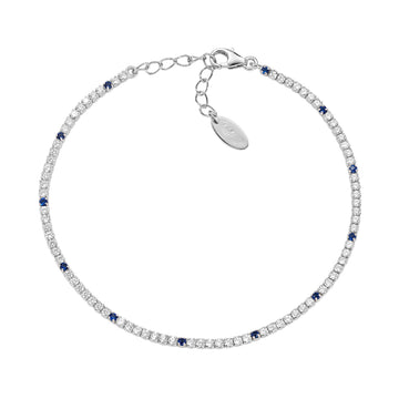 Bracciale Amen Tennis Mania in Argento 925 con zirconi bianchi e blu A.BT1B7BBL17